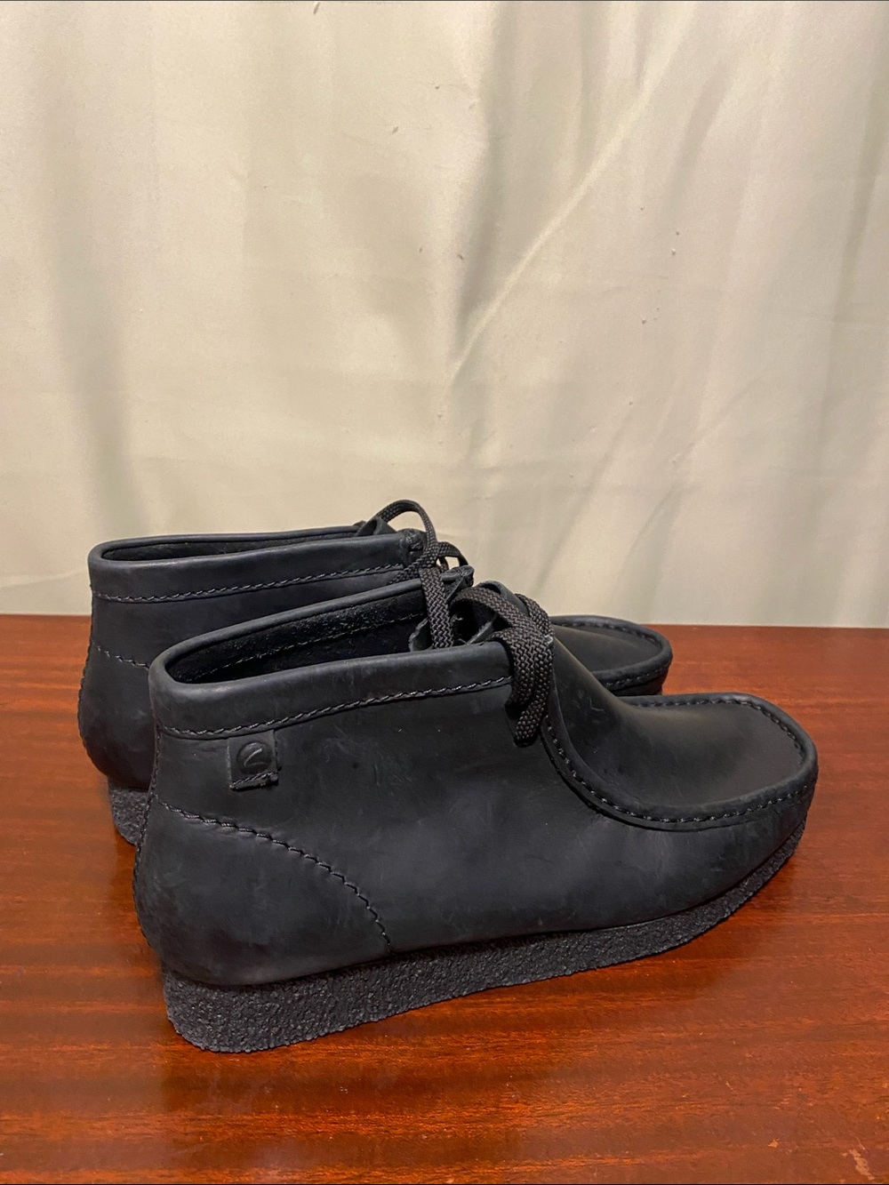 Clarks Shacre Wallabies Chukka Boots Black Leather Wallabies Mens size 10.5W - Picture 6 of 7